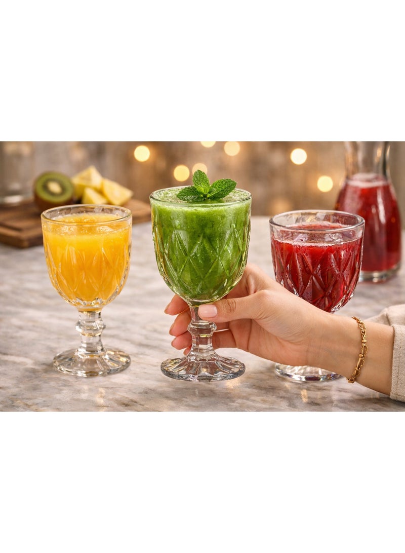 ديليسوجا كاسات زجاج فاخرة بنقشة كريستالية – طقم 6 قطع سعة 235 مل | أناقة التقديم اليومية 🥂✨ - Image 1